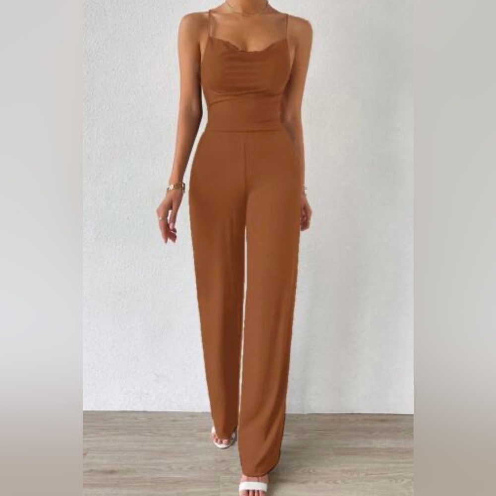 Forever 21  Brovn Jumpsuit Wide-Leg Structured